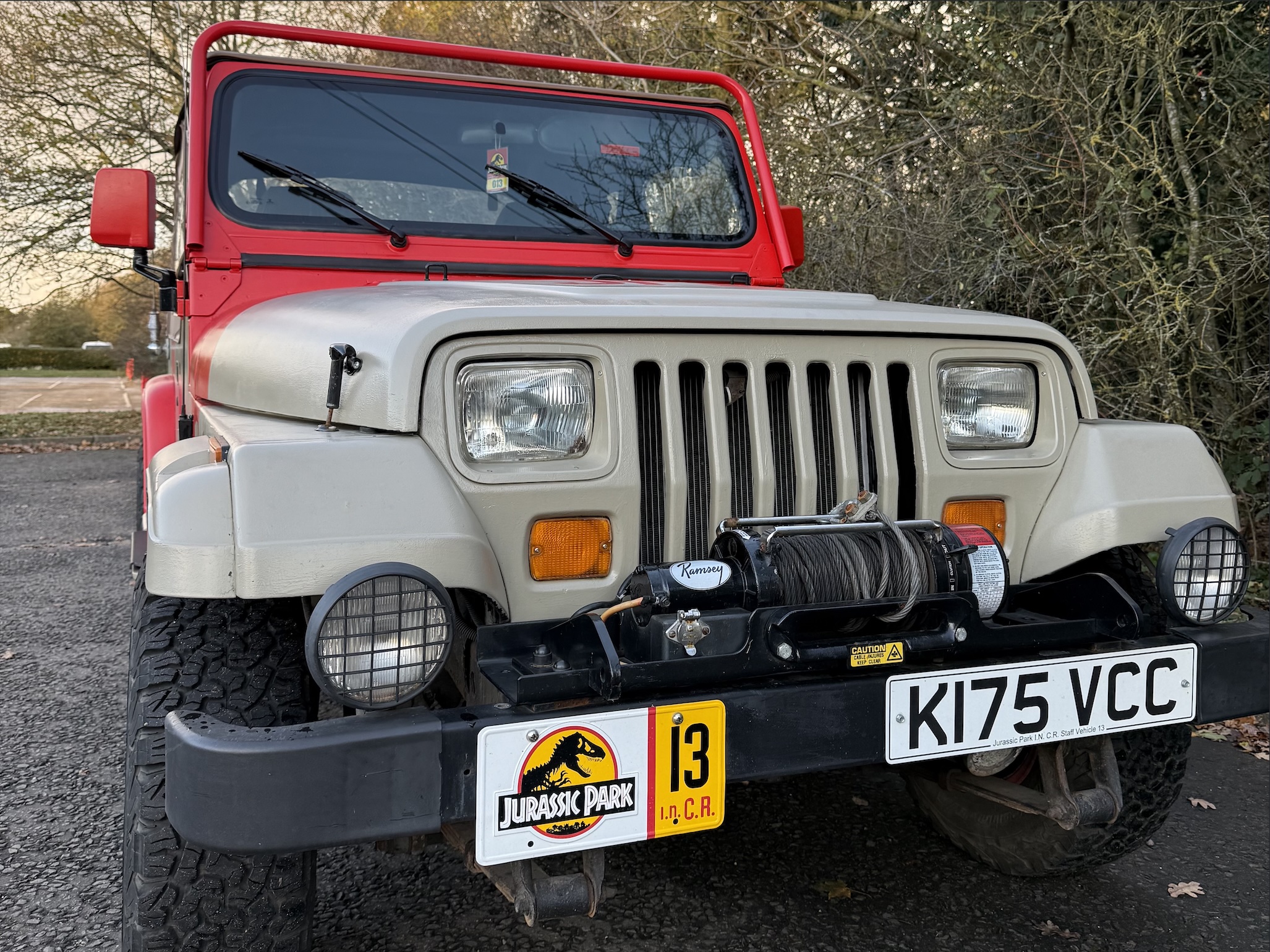 Jurassic Park Jeep event and wedding car hire UK front close up view